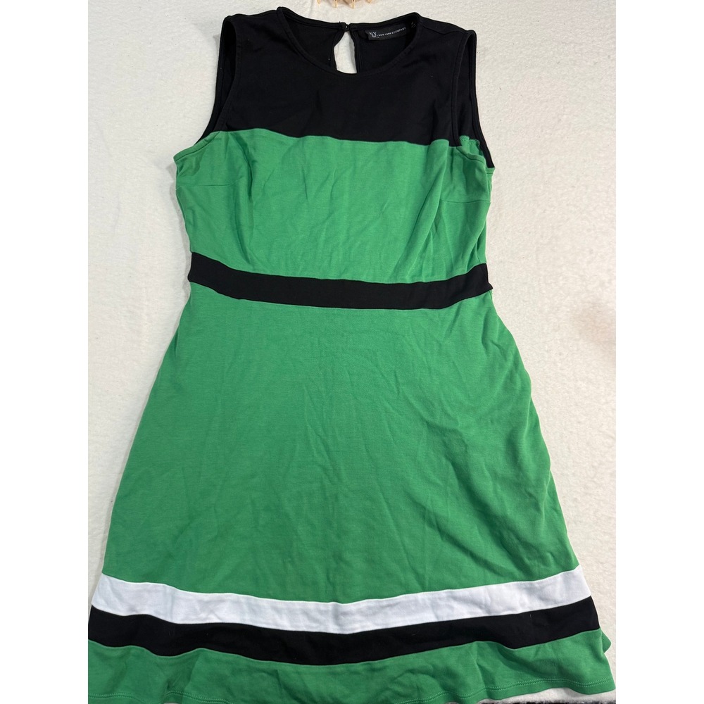 NY&C New York & Company Green Colorblock Striped Sleeveless Fit Flare Dress M